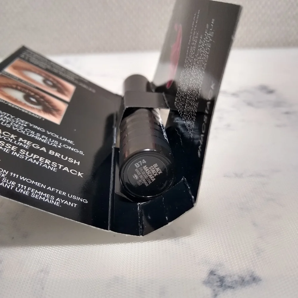 Mac Black Stack Mascara Superstack Mega Brush Travel Size .1 Oz